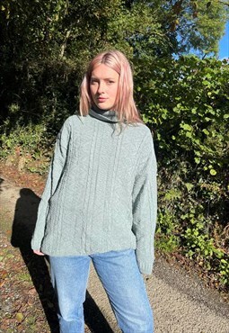 Vintage 90s Chunky Knitted Cable Knit High Neck Jumper