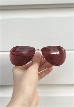 Womens Vintage 80s 90s Fendi Sunglasses oval red lens