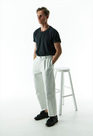 PLEATED BEIGE PANTS / FALL HIGH WAISTED PANTS