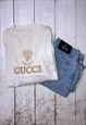 VINTAGE WHITE LONG SLEEVE EMBROIDERED XL TSHIRT 