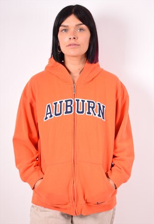 NIKE WOMENS VINTAGE AUBURN HOODIE JACKET LARGE ORANGE 90S