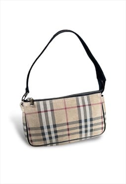 Burberry bag handbag beige nova check pouchette suede