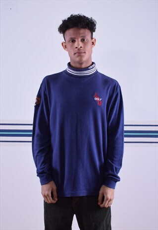 NAVY ADIDAS GOLF ROLL NECK JUMPER