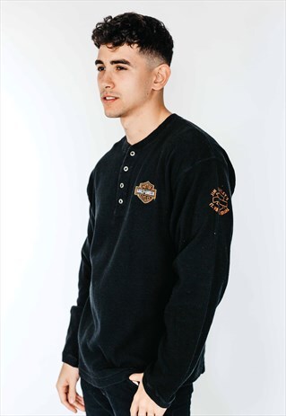 BLACK HARLEY DAVIDSON POLO SWEATSHIRT