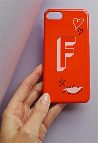 PERSONALISED RED ALPHABET GLOSSY IPHONE & SAMSUNG PHONE CASE