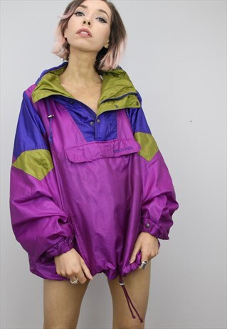 VINTAGE 80S 90S OVERSIZED WATERPROOF 1/4 ZIP JACKET