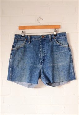 Vintage WRANGLER Cut Off Denim Shorts Mid Blue W36 AS2624