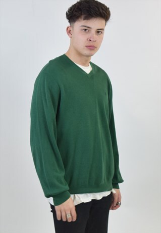 VINTAGE 90S GREEN RALPH LAUREN V NECK SWEATER
