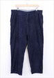Vintage Corduroy Navy Trousers Wide Leg Button Up 90s 