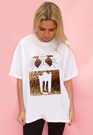 WHITE LEOPARD PRINT RAW TSHIRT