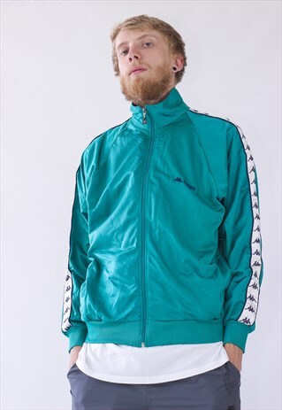 80S VINTAGE MENS KAPPA TEAM TRACK TOP STRIPES LOGO JACKET