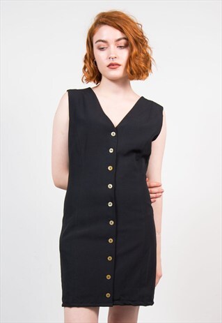90'S BLACK GRUNGE STRAPPY BACK MINI DRESS