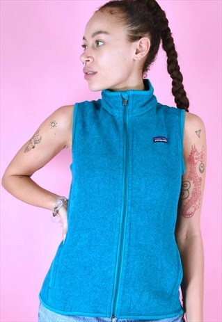 VINTAGE 90S PATAGONIA FLEECE SLEEVELESS BLUE FULL ZIP