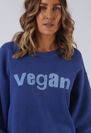 VINTAGE VEGAN SWEATSHIRT OVERSIZED PRINT UK 16 (GL2O)