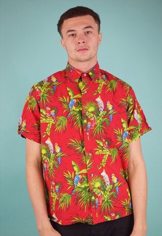 VINTAGE 90'S PARROT PRINT SHIRT