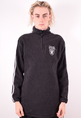 NFL MENS VINTAGE RAIDERS FLEECE JUMPER LARGE BLACK 90S