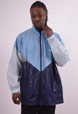 ADIDAS MENS VINTAGE WATERPROOF JACKET XXL BLUE 90S