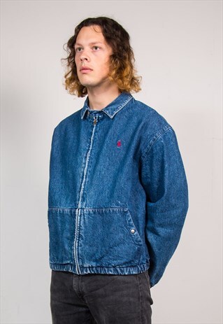 90'S VINTAGE RALPH LAUREN BLUE DENIM BOMBER JACKET