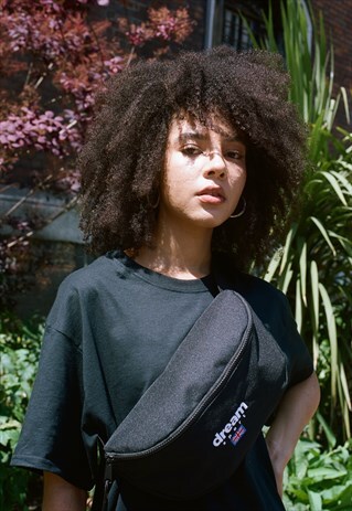 BLACK BUM BAG DREAM SPORT EMBROIDERED LOGO