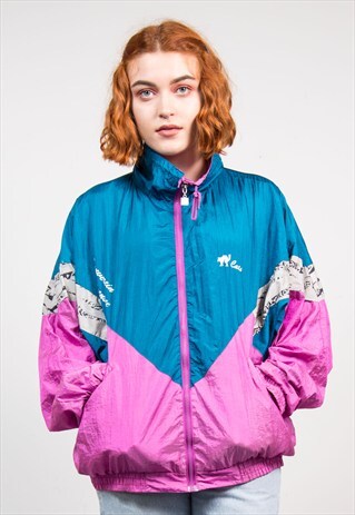 90'S COLOUBLOCK PINK SHELLSUIT TRACKSUIT JACKET TOP