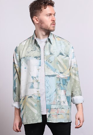 VINTAGE ABSTRACT PATTERNED SHIRT 90'S
