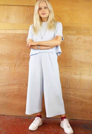 BABY BLUE CROP PANTS & TOP CO-ORDINATES