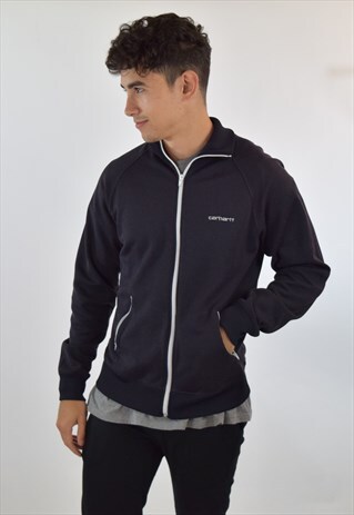 VINTAGE 90S NAVY BLUE CARHARTT ZIP UP TRACKSUIT TOP