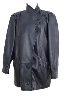 Vintage Leather Jacket Oversized 80s Glam Rock Rocker Moto