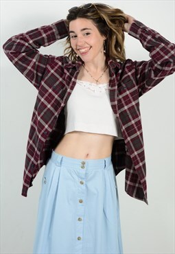 Vintage 90s Flannel Shirt in Checked Maroon Grunge