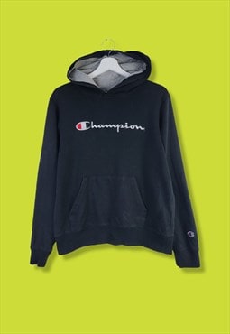 Vintage Champion Sweatshirt Hoodie in Black S