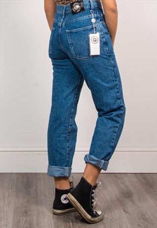 VINTAGE 90'S VERSACE BLUE HIGH WAIST MOM JEANS
