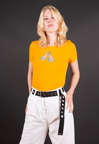 ORANGE BURBERRY TOP WITH ICONIC NOVA CHECK DETAILS
