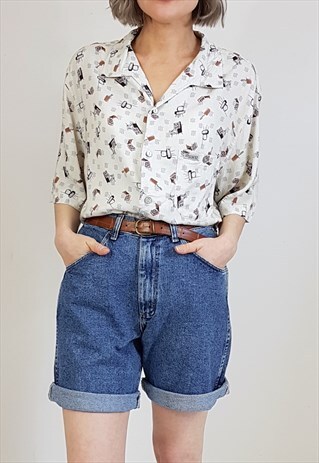 VINTAGE 90'S DENIM HIGH WAISTED LONG SHORTS