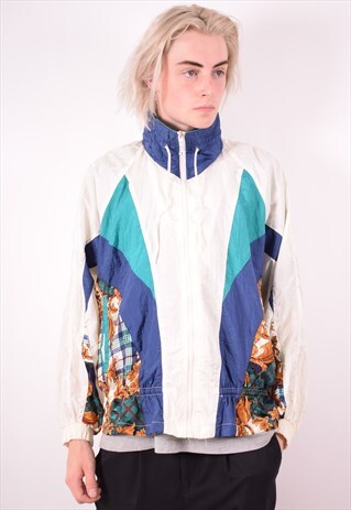 MENS VINTAGE TRACKSUIT TOP JACKET XL MULTI 90S