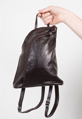 VINTAGE DARK BROWN FAUX LEATHER BACKPACK