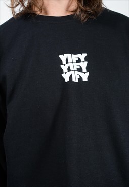 Sweatshirt in Black with Wavy Logo 