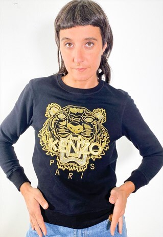 TIGER SWEATSHIRT IN BLACK AND GOLD 