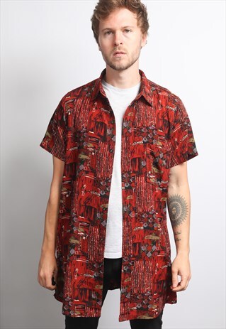 VINTAGE ABSTRACT PATTERNED SHIRT 90'S