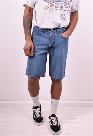 HARLEY DAVIDSON MENS VINTAGE DENIM SHORTS W32 BLUE 90'S