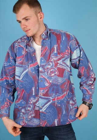 VINTAGE PATTERN SHIRT IN MULTI NS183