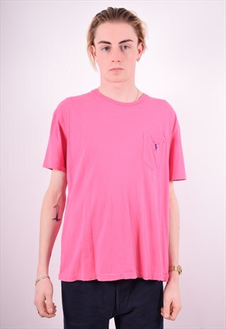 POLO RALPH LAUREN MENS VINTAGE T-SHIRT TOP LARGE PINK 90'S