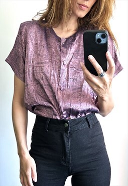 Glossy Lilac Summer Patterned Blouse 