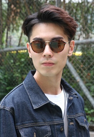 TORTOISE FRAME ROUND SUNGLASSES