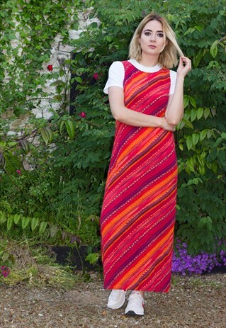 VINTAGE BOHO SWIRL MAXI DRESS