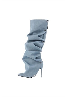 Pointed Toe Buckle Stiletto Removable Boots