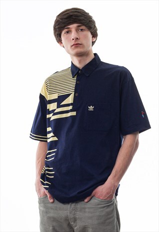 VINTAGE ADIDAS ORIGINALS GOLF 90S NAVY BLUE SHORT SLEEVE