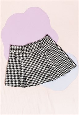 Vintage Skirt Y2K Preppy Pleated Houndstooth Mini