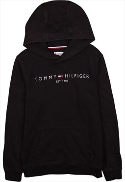 Vintage 90's Tommy Hilfiger Hoodie Spellout Pullover Black