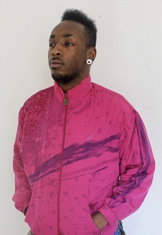 VINTAGE PINK FUNKY PRINT TRACK JACKET SMALL