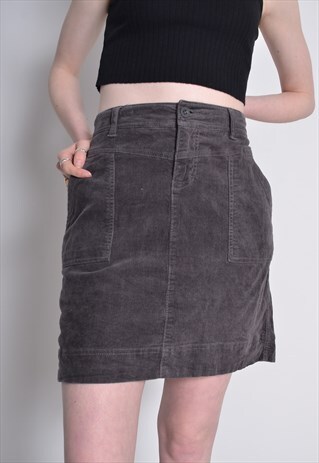 VINTAGE THE NORTH FACE CORDUROY CORD SKIRT BLACK 34'